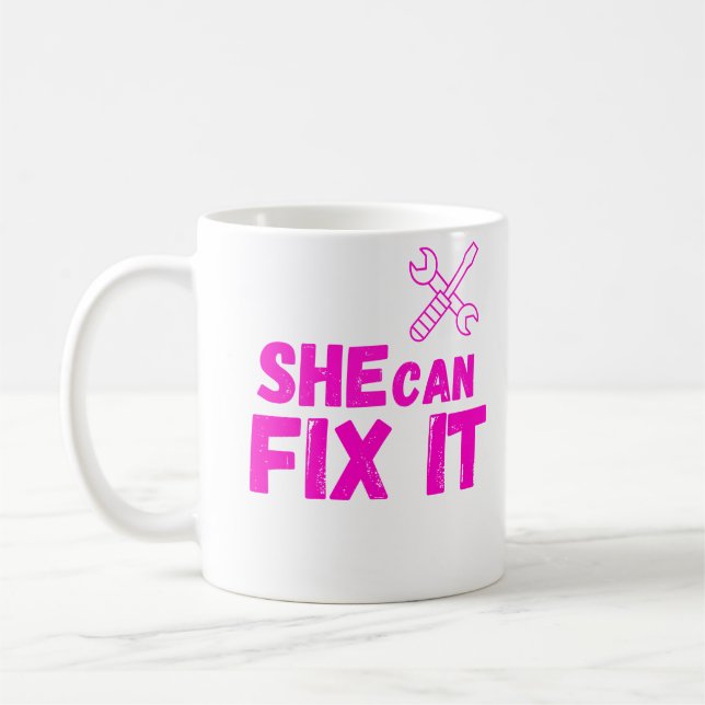 She Can Fix It DIY Mug Design (Gauche)