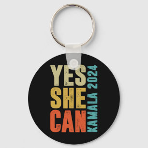 She Can Kamala 2024 Retro Colours Keychain
