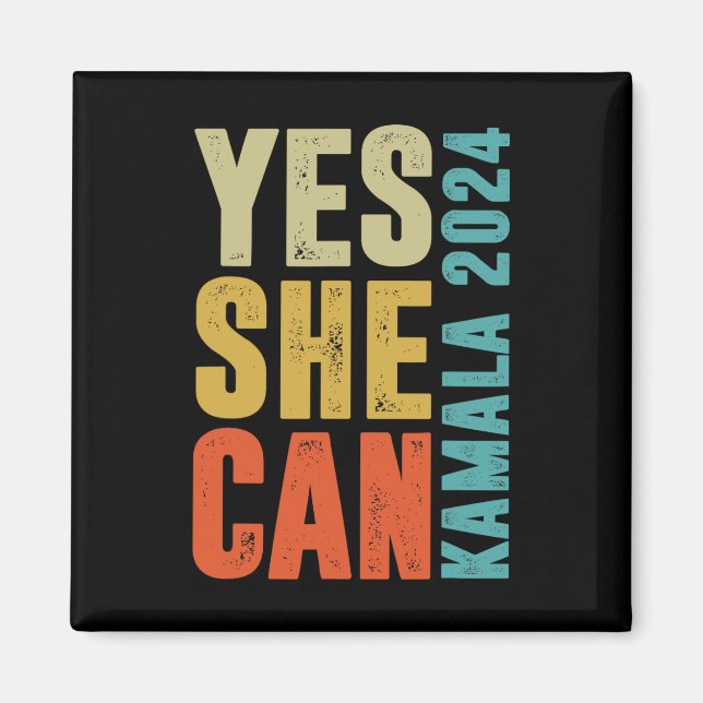 She Can Kamala 2024 Retro Colours  Magnet (Front)