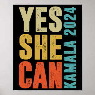 She Can Kamala 2024 Retro Colours Poster