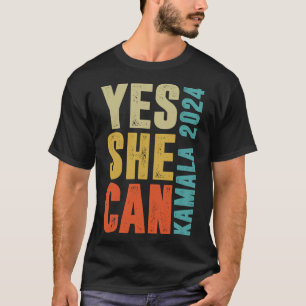 She Can Kamala 2024 Retro Colours  T-Shirt