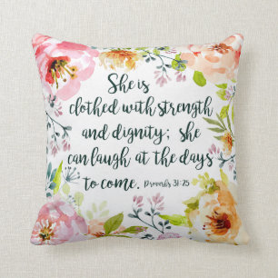 She can laugh at the days to come throw pillow