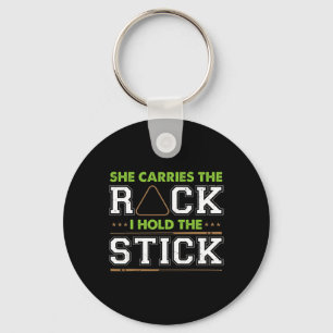She Carries The Rack I Hold The Stick Funny Billia Keychain