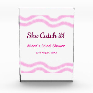 She Catch it pink spiral watercolor lines bridal Photo Block