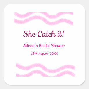 She Catch it pink spiral watercolor lines bridal Square Sticker