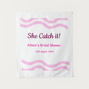She Catch it pink spiral watercolor lines bridal Tapestry