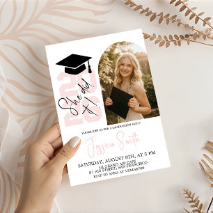 She Did It Arched Photo Graduation Invite