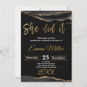 She Did It Grad Party Invitation