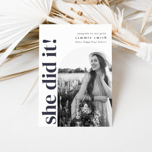 She Did It Grad Party Invite with Image