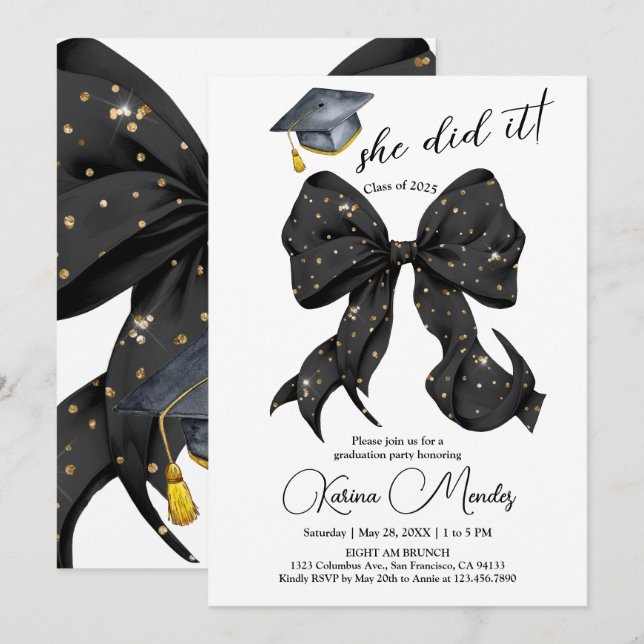 She Did it Graduation Invitation (Front/Back)