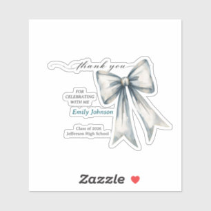 She did it Graduation invitation Photo Blue Bow 