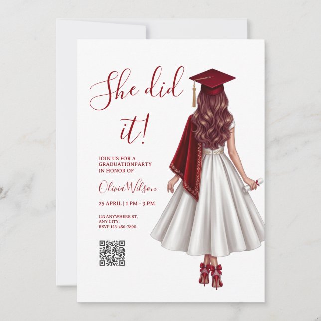 she did it graduation invitations,graduation party invitation (Front)
