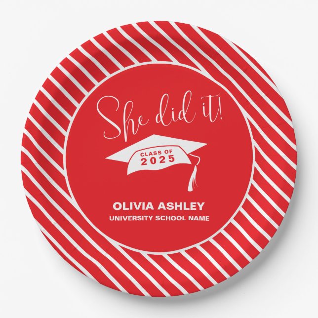 She Did It Graduation Paper Plate (Front)