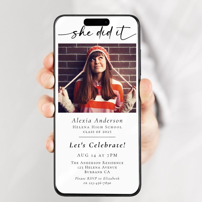 She Did It Graduation Party Digital Evite Invitation (Creator Uploaded)