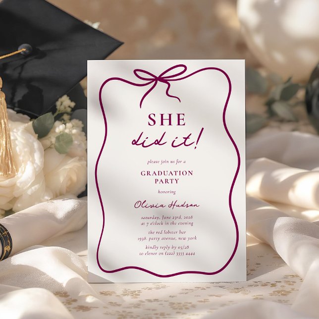 She Did It! Graduation Party Invitation (Creator Uploaded)