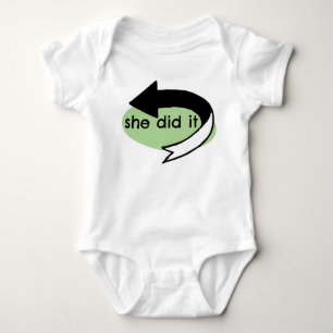 She Did It! (Left Arrow) Baby Bodysuit
