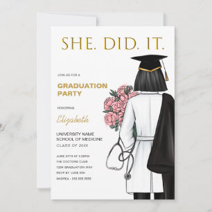 She Did It Nursing Medical School Graduation Invitation