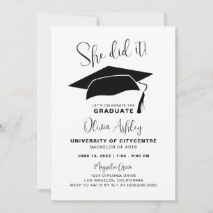 She Did It Photo Graduation Invitation