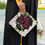 She Did It | Tropical White & Blush Floral Graduation Cap Topper<br><div class="desc">You've earned it - so why not show it off!! This grad cap topper can be personalized with your name and school. A lush design featuring tropical white and blush pink florals and greenery that come together in this unique, floral frame. Leave a lasting impression with this stunning personalized design....</div>