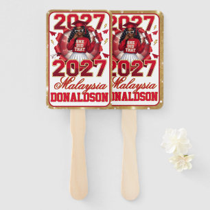 She Did That 2027 Black Girl Graduation Hand Fan