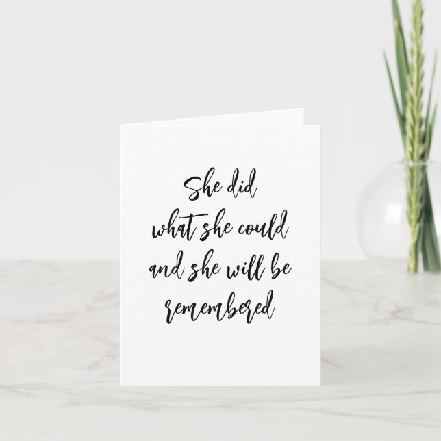 "She Did What She Could" Inspirational Note Card (Front)