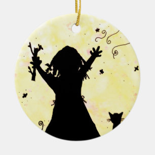 She Dreams of Magic in the Moon Ceramic Ornament