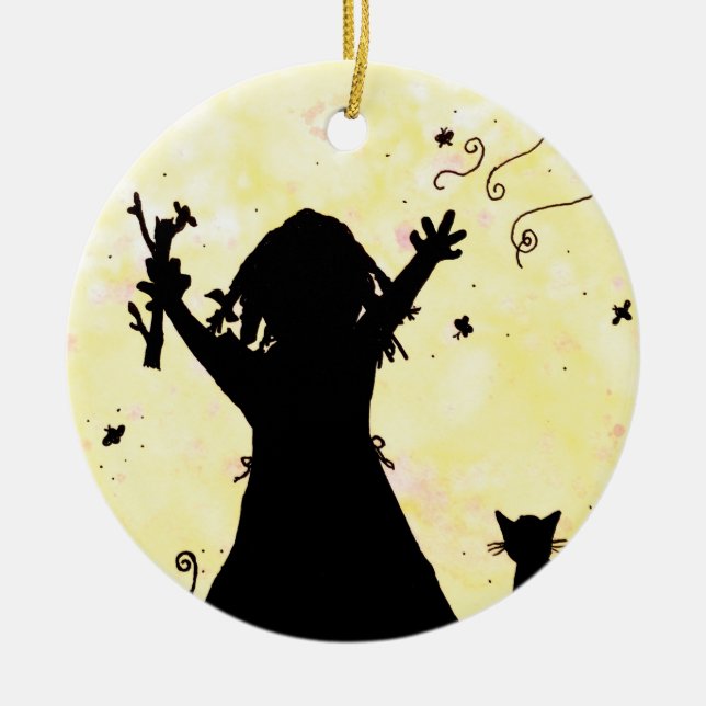 She Dreams of Magic in the Moon Ceramic Ornament (Front)