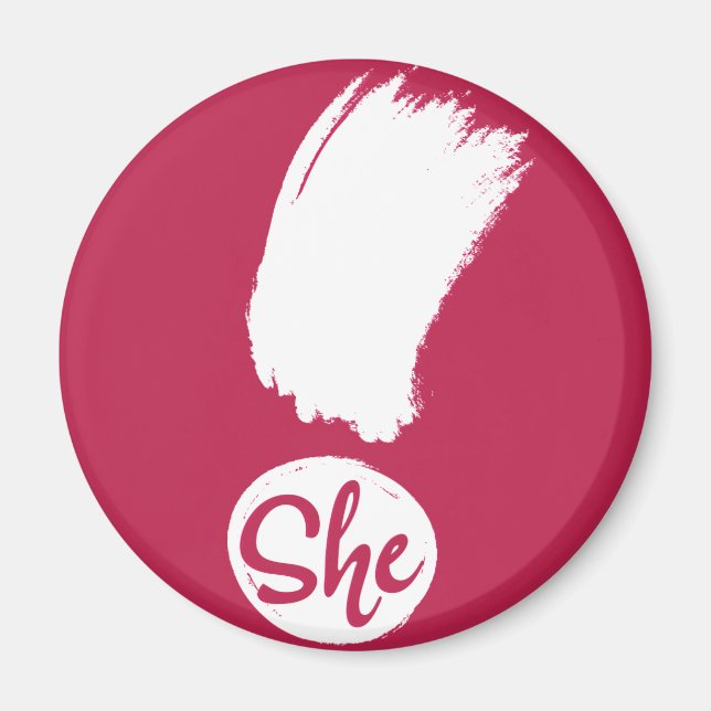She Exclamation White Design Magnet (Front)
