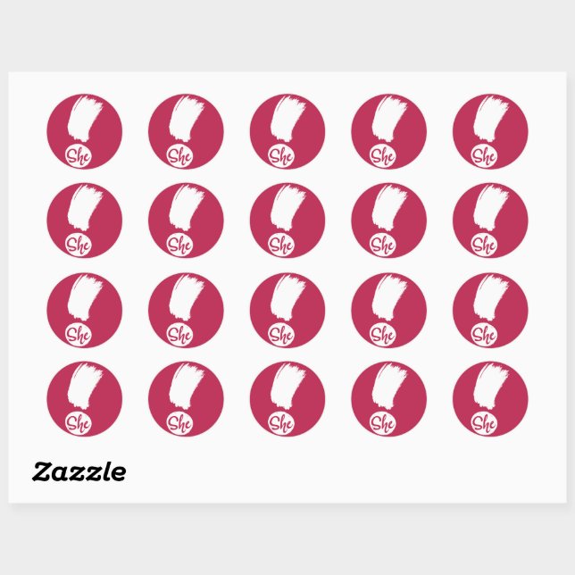 She Exclamation White Design Stickers (Sheet)