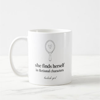 She Finds Herself In Fictional Characters Bookish Coffee Mug