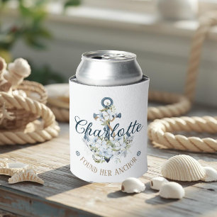 She Found Her Anchor Nautical Bridal Shower Can Cooler