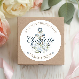 She Found Her Anchor Nautical Bridal Shower Classic Round Sticker