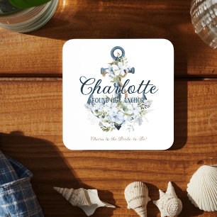 She Found Her Anchor Nautical Bridal Shower Coaster