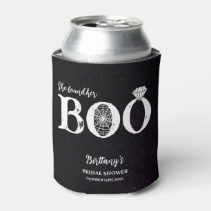 She Found Her Boo Black Halloween Bridal Shower Can Cooler