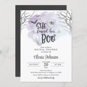 She Found Her Boo Bridal Shower with Ghost (Purp) Invitation