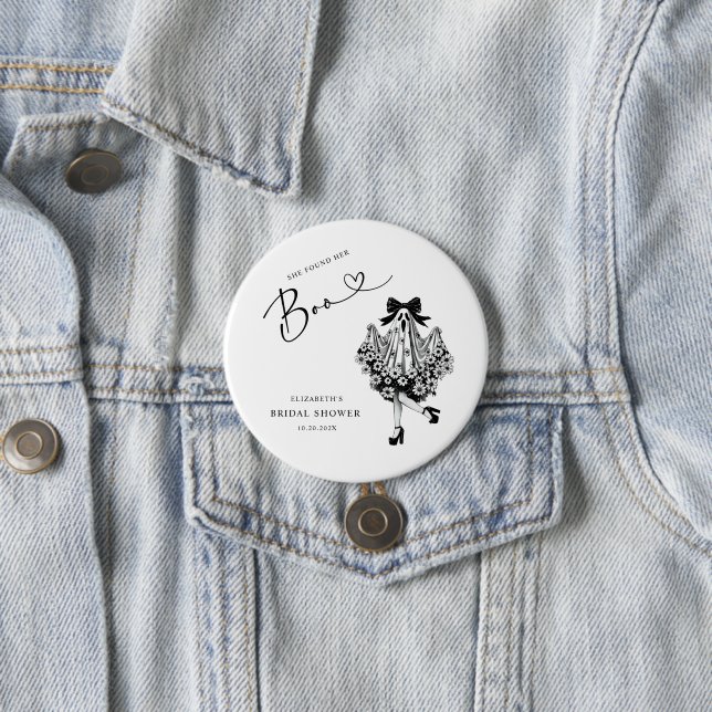 She Found Her Boo Ghost Floral Bridal Shower 3 Inch Round Button (In Situ)
