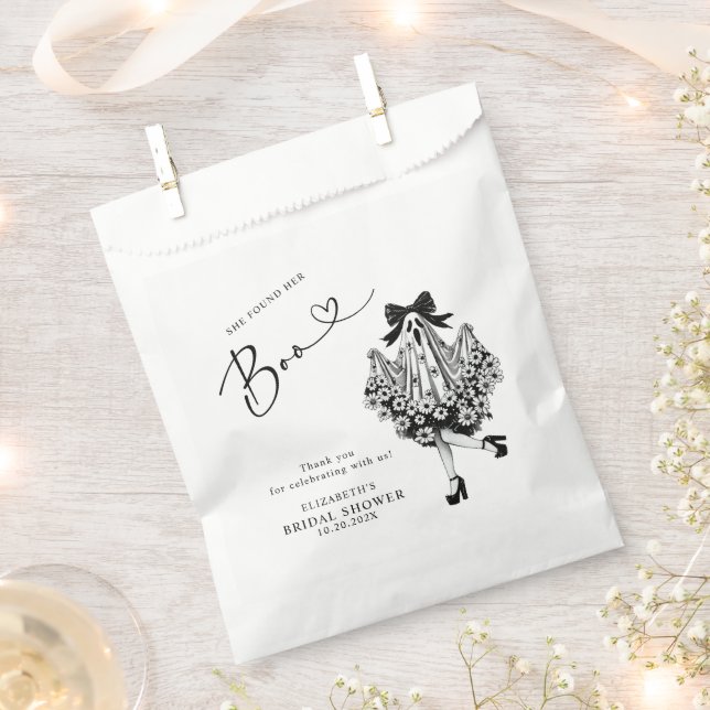 She Found Her Boo Ghost Floral  Bridal Shower Favour Bag (Clipped)