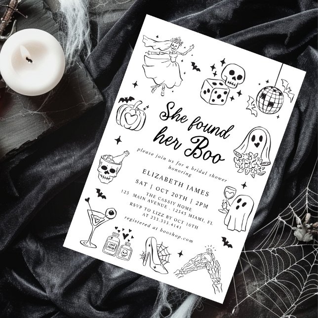 She Found Her Boo Ghost Floral  Bridal Shower  Invitation (Creator Uploaded)