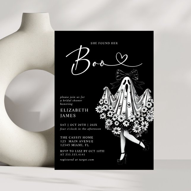 She Found Her Boo Ghost Floral  Bridal Shower Invitation (Creator Uploaded)