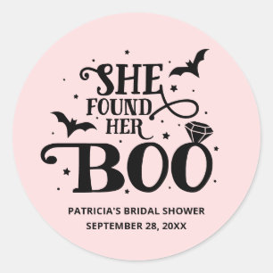 She Found Her Boo Halloween Bridal Shower Classic  Classic Round Sticker