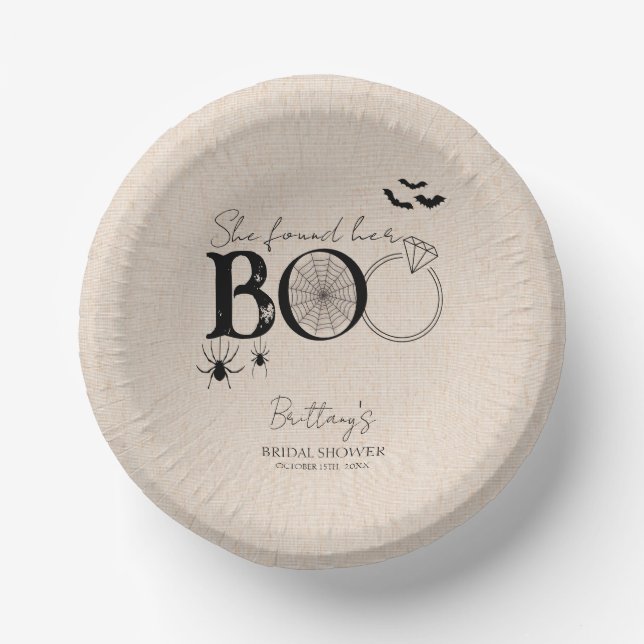 She Found Her Boo Rustic Halloween Bridal Shower Paper Plate (Front)