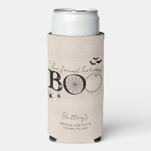 She Found Her Boo Rustic Halloween Bridal Shower Seltzer Can Cooler