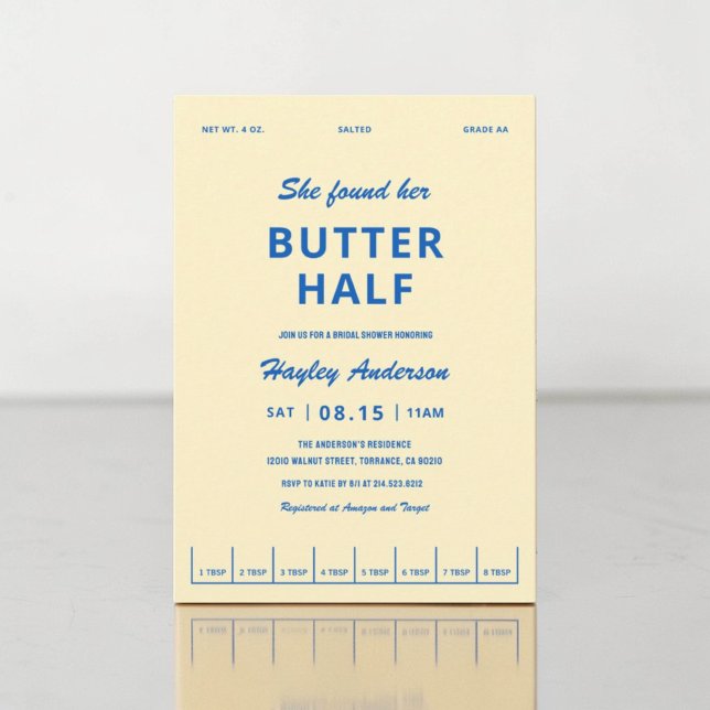 She Found Her Butter Half Bridal Shower Invitation (Creator Uploaded)