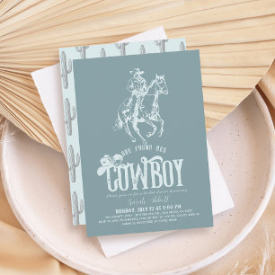 She Found Her Cowboy Dusty Blue Bridal Shower Invitation