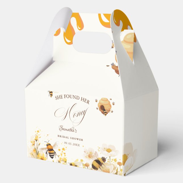 She found her honey Bee bridal shower Favor Box (Front)