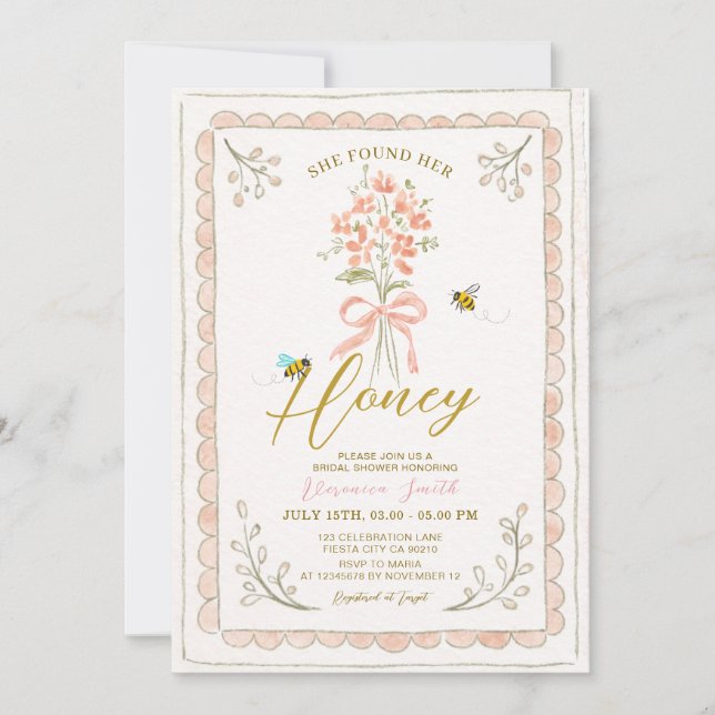 She Found Her Honey Bee Bridal Shower Invitation (Front)