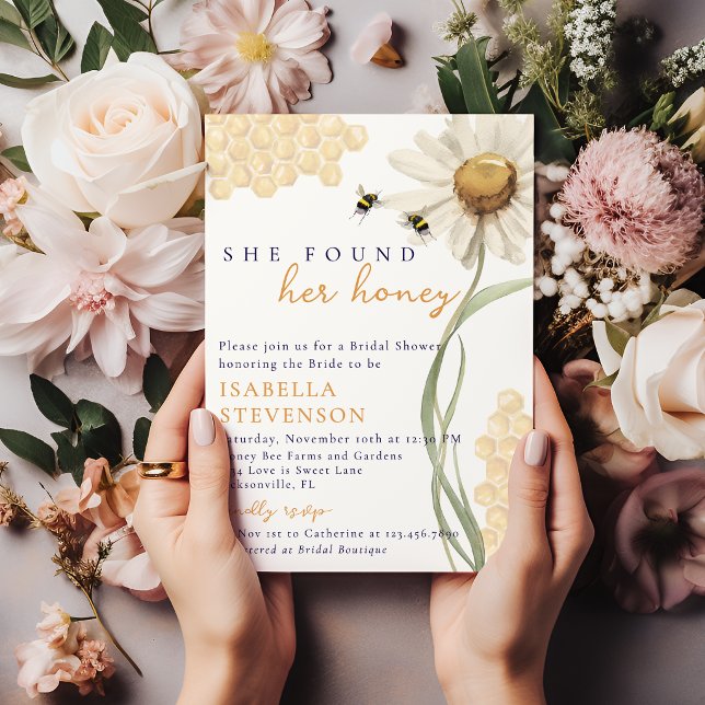 She Found Her Honey Bee Bridal Shower  Invitation (Creator Uploaded)