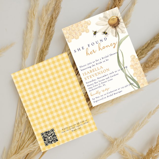 She Found Her Honey Bee QR Code Bridal Shower  Invitation (Creator Uploaded)