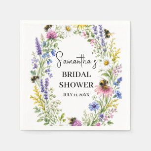She Found her Honey Bee Wildflower Bridal Shower Napkin
