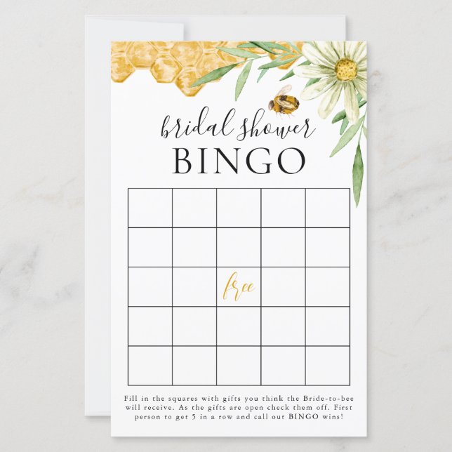 She Found Her Honey Bridal Shower Bingo Game Card (Front)